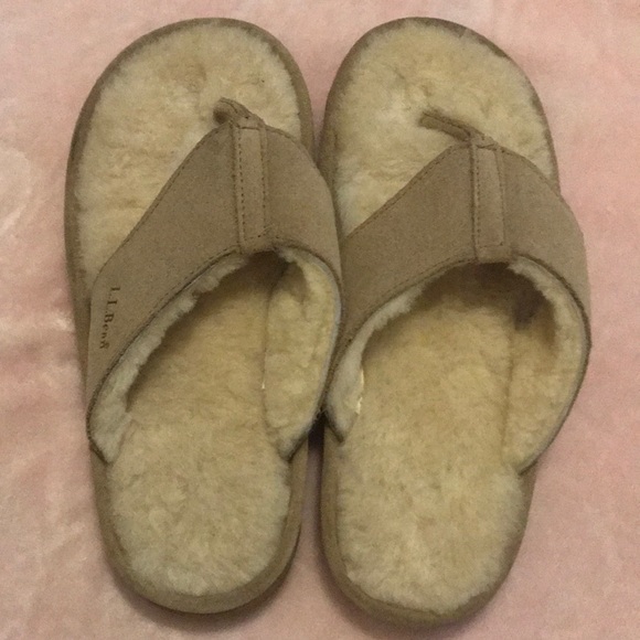 ll bean fuzzy flip flops